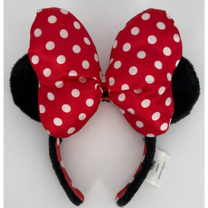 Disney Parks Minnie Mouse Polka Dot Bow Plush Ear Headband
